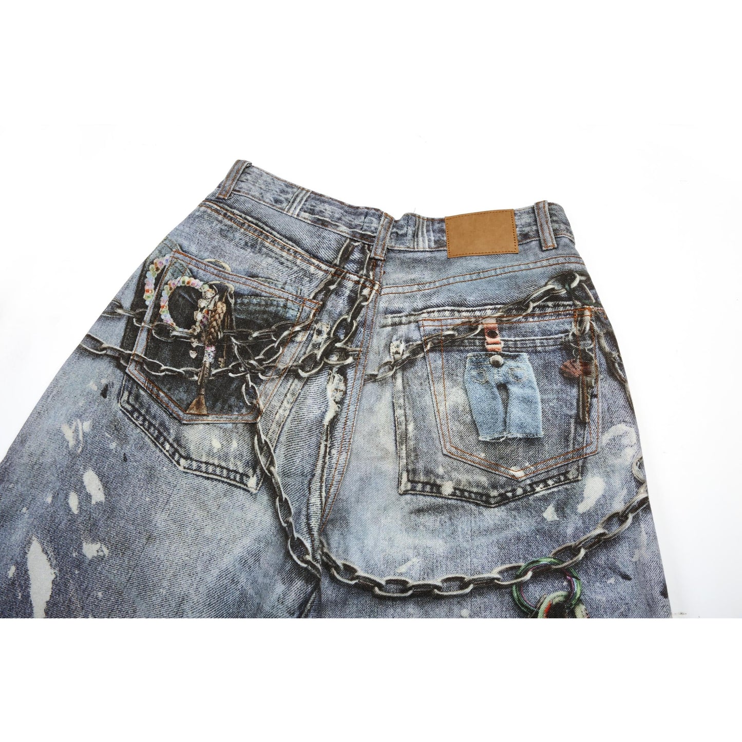 BSG denim baggy chain print